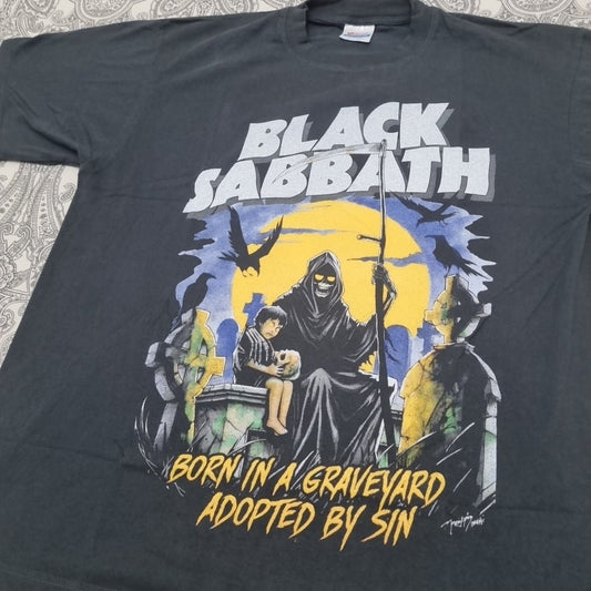 Black Sabbath Vintage T Shirt Born In A Graveyard Ozzy Osbourne Tour vintage graphic Vintage Tees by Golden Era Tees