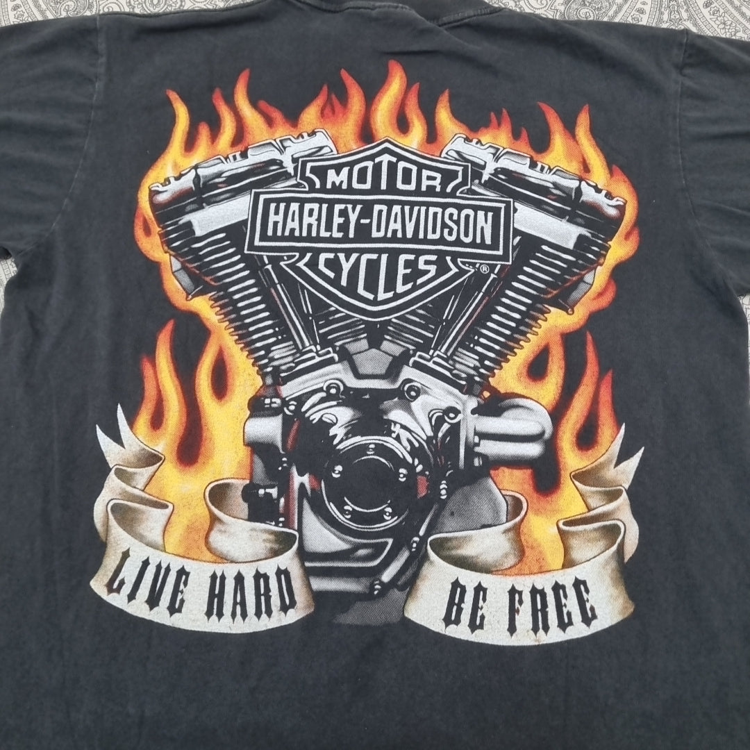 Harley Davidson Vintage T-shirt Black Logo Print Tee Tazmanian Devil