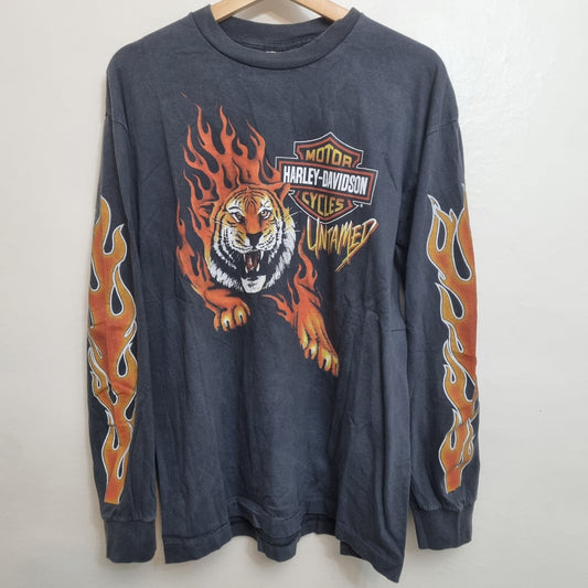 Harley Davidson Motorcycles Vintage T Shirt Untamed Tiger Flame Logo Graphic vintage graphic Clothes, Shoes & Accessories:Men:Men's Clothing:Shirts & Tops:T-Shirts by Golden Era Tees