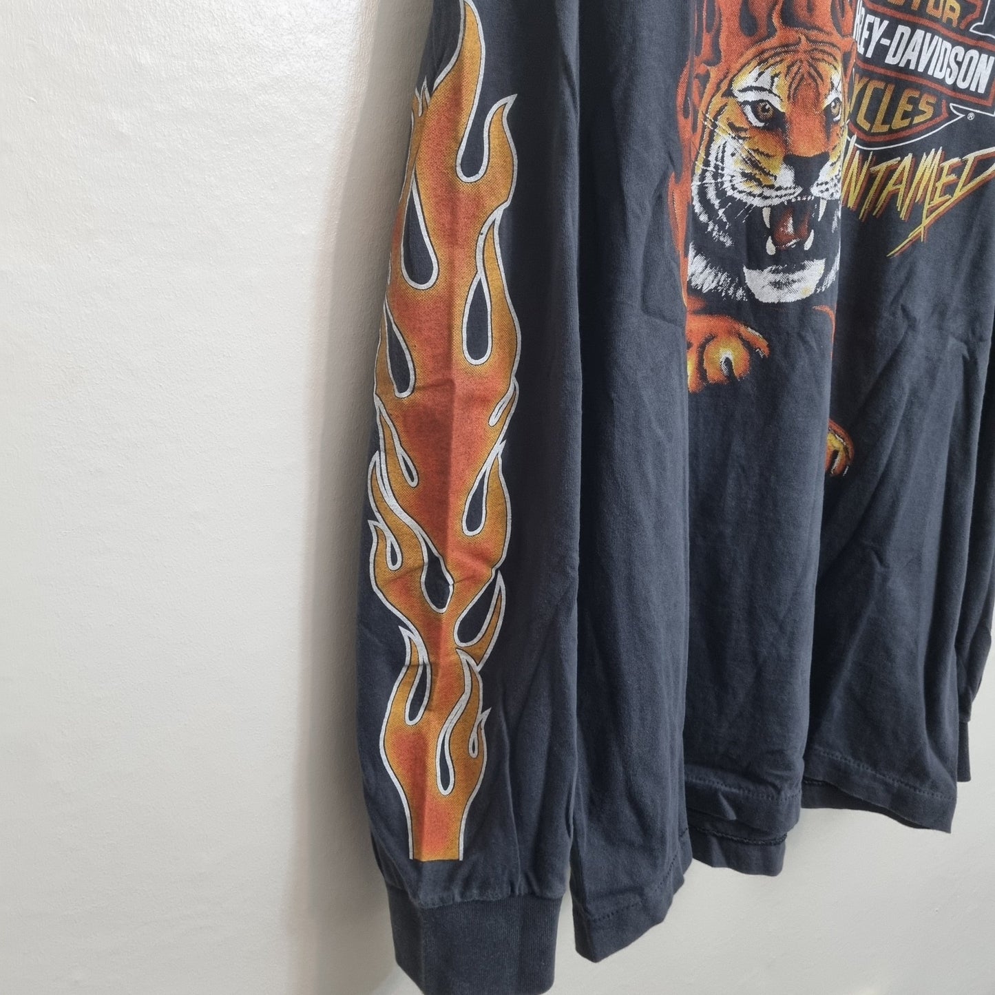 Harley Davidson Motorcycles Vintage T Shirt Untamed Tiger Flame Logo Graphic vintage graphic Clothes, Shoes & Accessories:Men:Men's Clothing:Shirts & Tops:T-Shirts by Golden Era Tees