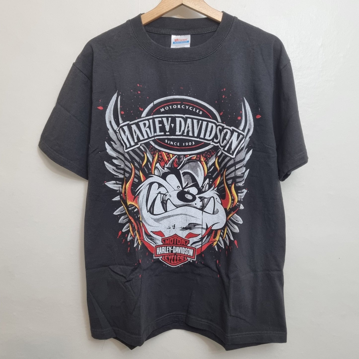 Harley Davidson Motorcylces Vintage T-shirt Black Logo Print Tee Tazmanian Devil vintage graphic Clothes, Shoes & Accessories:Men:Men's Clothing:Shirts & Tops:T-Shirts by Golden Era Tees