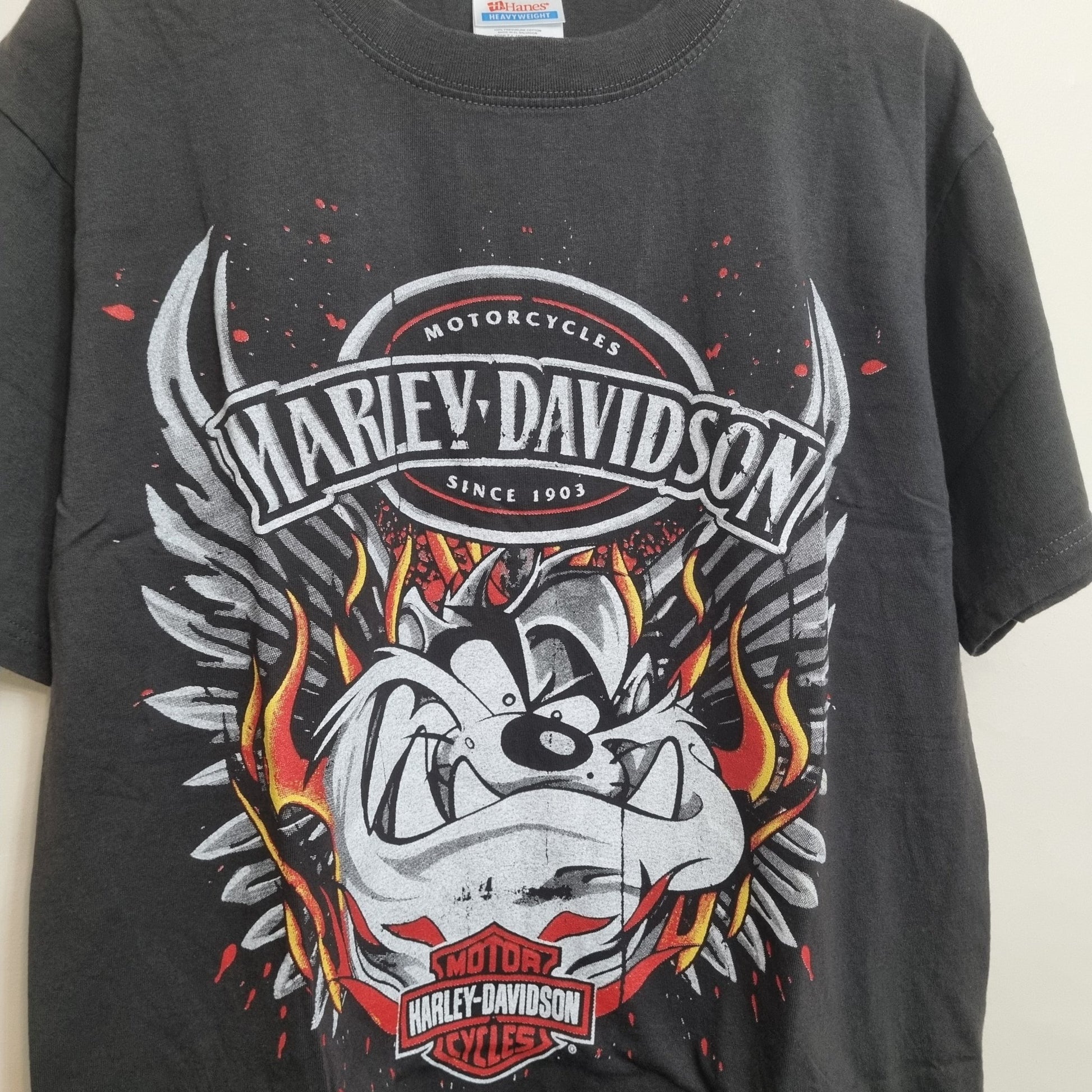 Harley Davidson Motorcylces Vintage T-shirt Black Logo Print Tee Tazmanian Devil vintage graphic Clothes, Shoes & Accessories:Men:Men's Clothing:Shirts & Tops:T-Shirts by Golden Era Tees