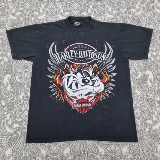 Harley Davidson Vintage T-shirt Black Logo Print Tee Tazmanian Devil vintage graphic Vintage Tees by Golden Era Tees
