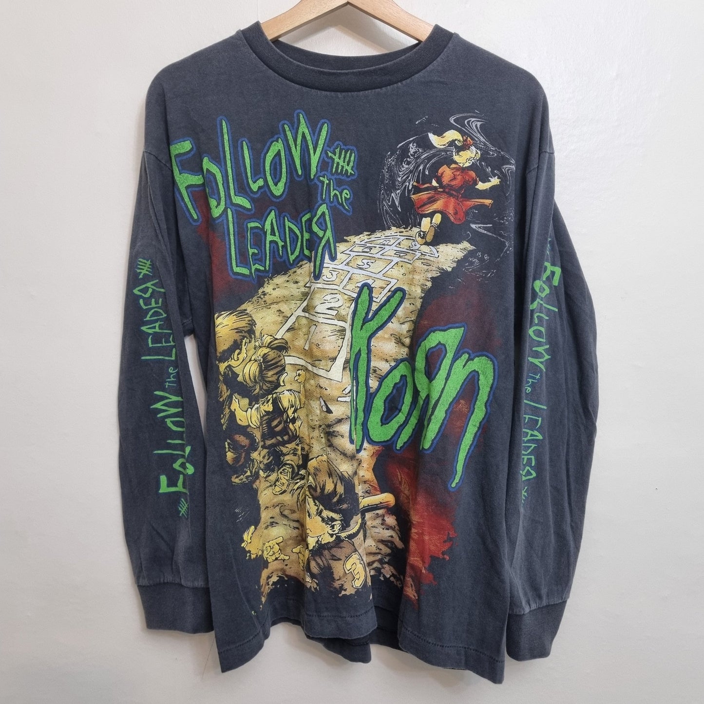 KORN Vintage Band T Shirt Follow The Leader 90s Graphic Tee Long Sleeve vintage graphic Clothes, Shoes & Accessories:Men:Men's Clothing:Shirts & Tops:T-Shirts by Golden Era Tees