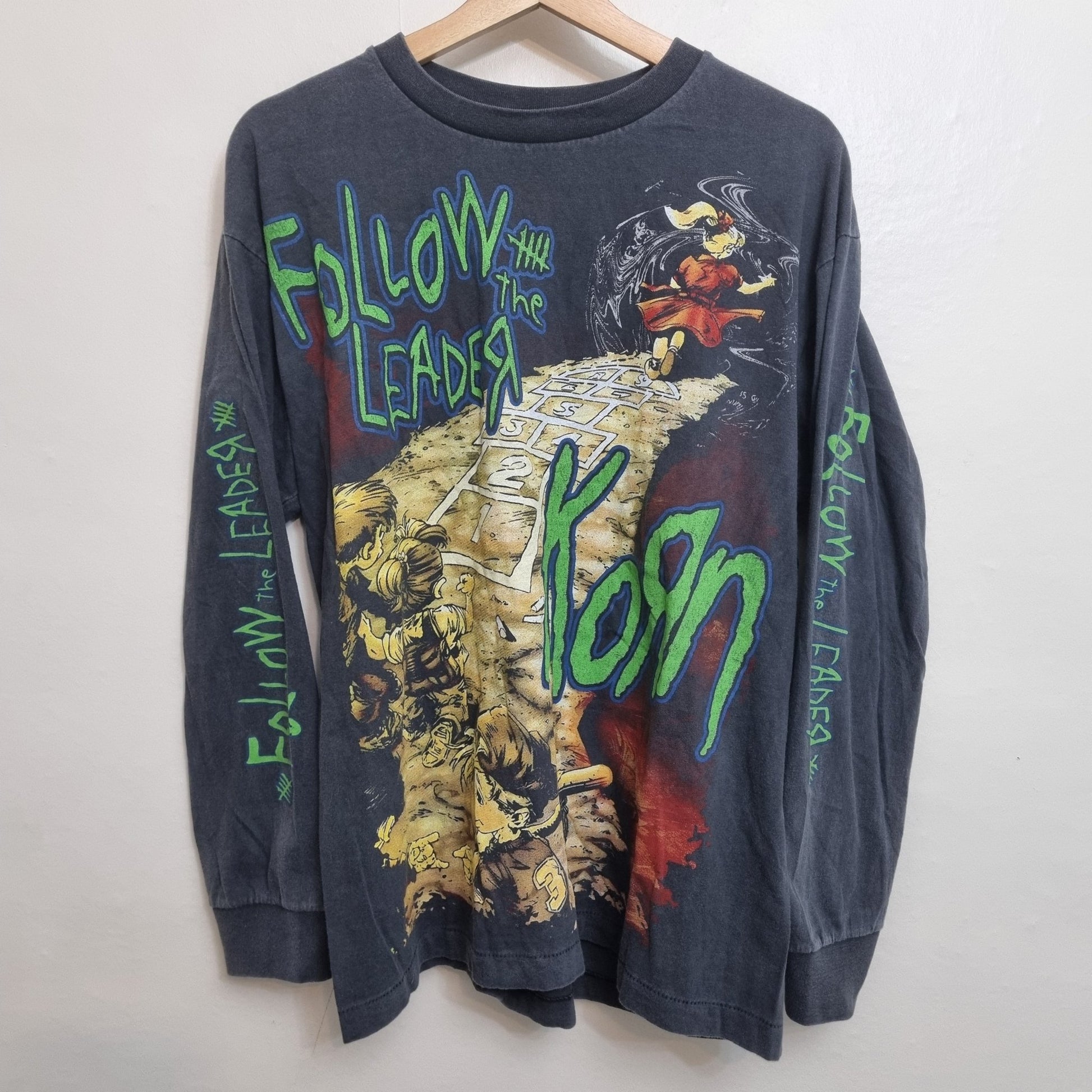 KORN Vintage Band T Shirt Follow The Leader 90s Graphic Tee Long Sleeve vintage graphic Clothes, Shoes & Accessories:Men:Men's Clothing:Shirts & Tops:T-Shirts by Golden Era Tees