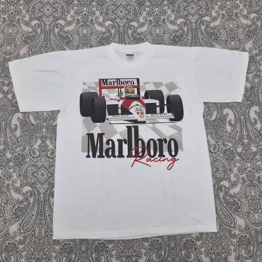 Marlboro Vintage Racing T Shirt Ayrton Senna 90s Graphic Print Tee vintage graphic Vintage Tees by Golden Era Tees
