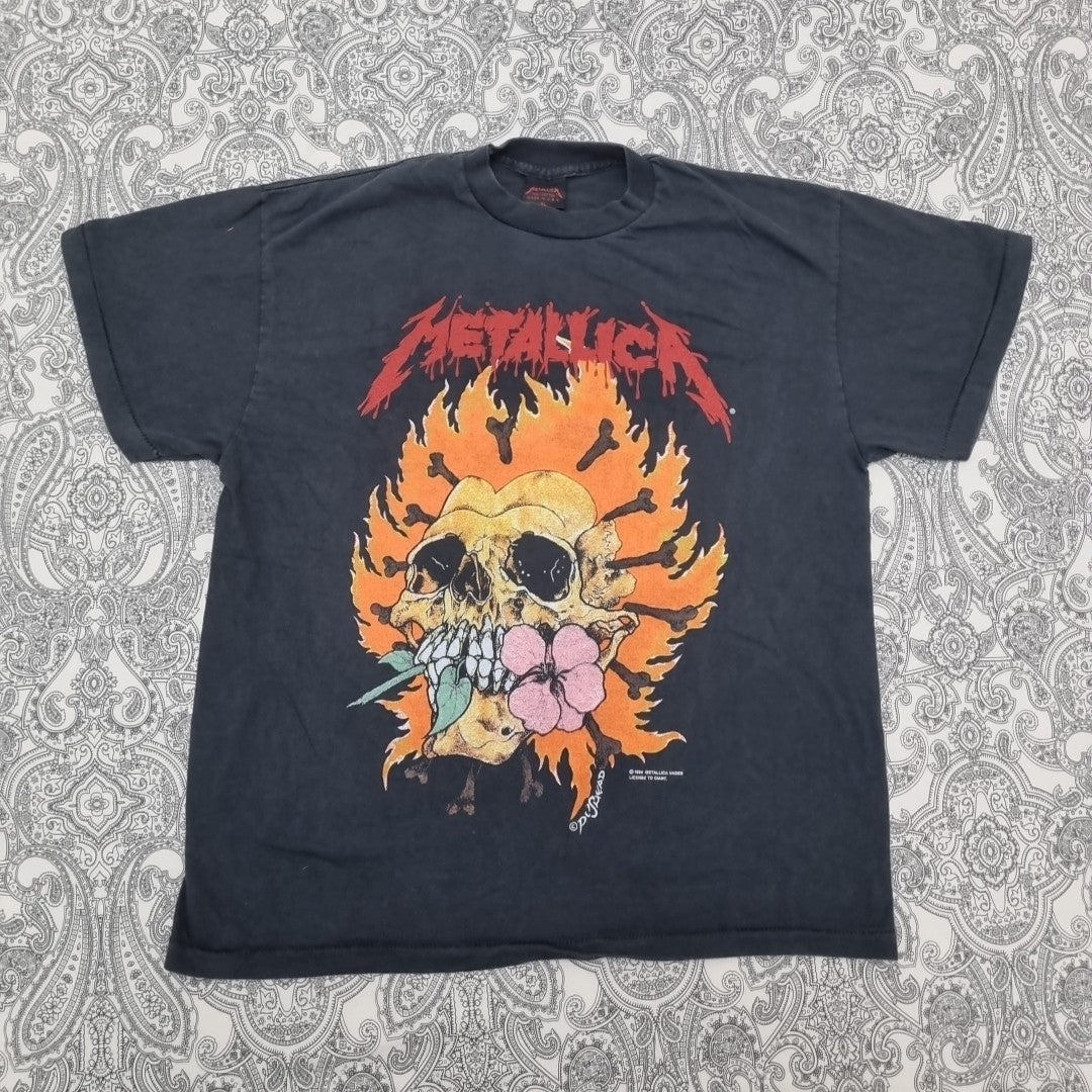 Metallica Vintage T Shirt 1990's Flaming Pushead Skull Graphic Band Print vintage graphic Clothes, Shoes & Accessories:Men:Men's Clothing:Shirts & Tops:T-Shirts by Golden Era Tees