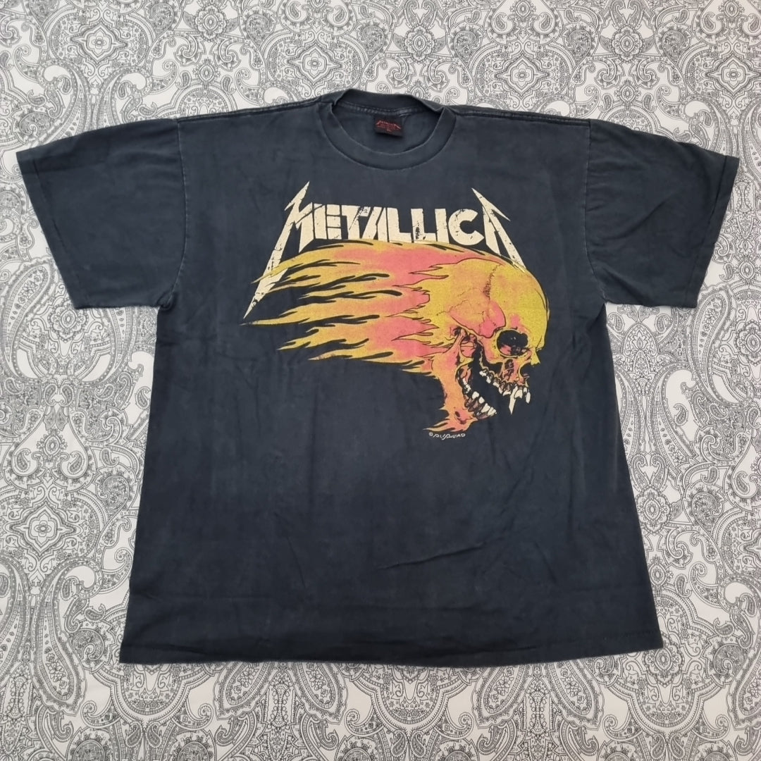 Metallica Vintage T Shirt 1990's Pushead Flaming Skull Graphic Band Print vintage graphic Vintage Tees by Golden Era Tees