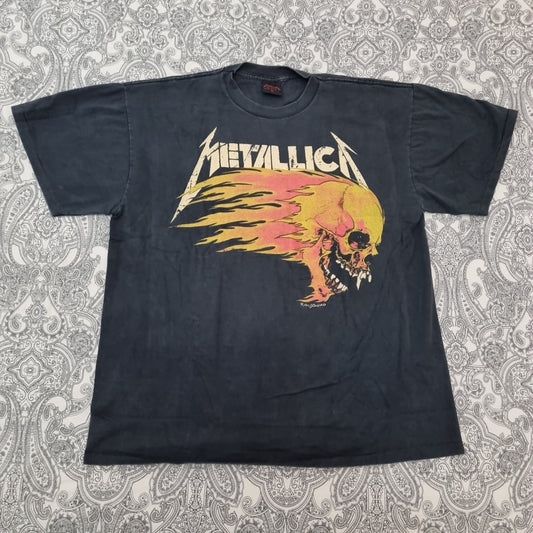 Metallica Vintage T Shirt 1990's Pushead Flaming Skull Graphic Band Print vintage graphic Vintage Tees by Golden Era Tees