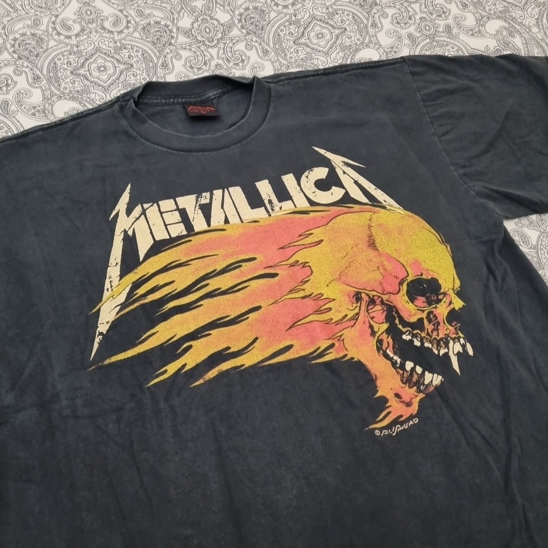Metallica Vintage T Shirt 1990's Pushead Flaming Skull Graphic Band Print vintage graphic Vintage Tees by Golden Era Tees