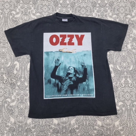 Ozzy Osbourne Vintage T Shirt Ozzfest Concert Too Intense For Younger Children vintage graphic Vintage Tees by Golden Era Tees