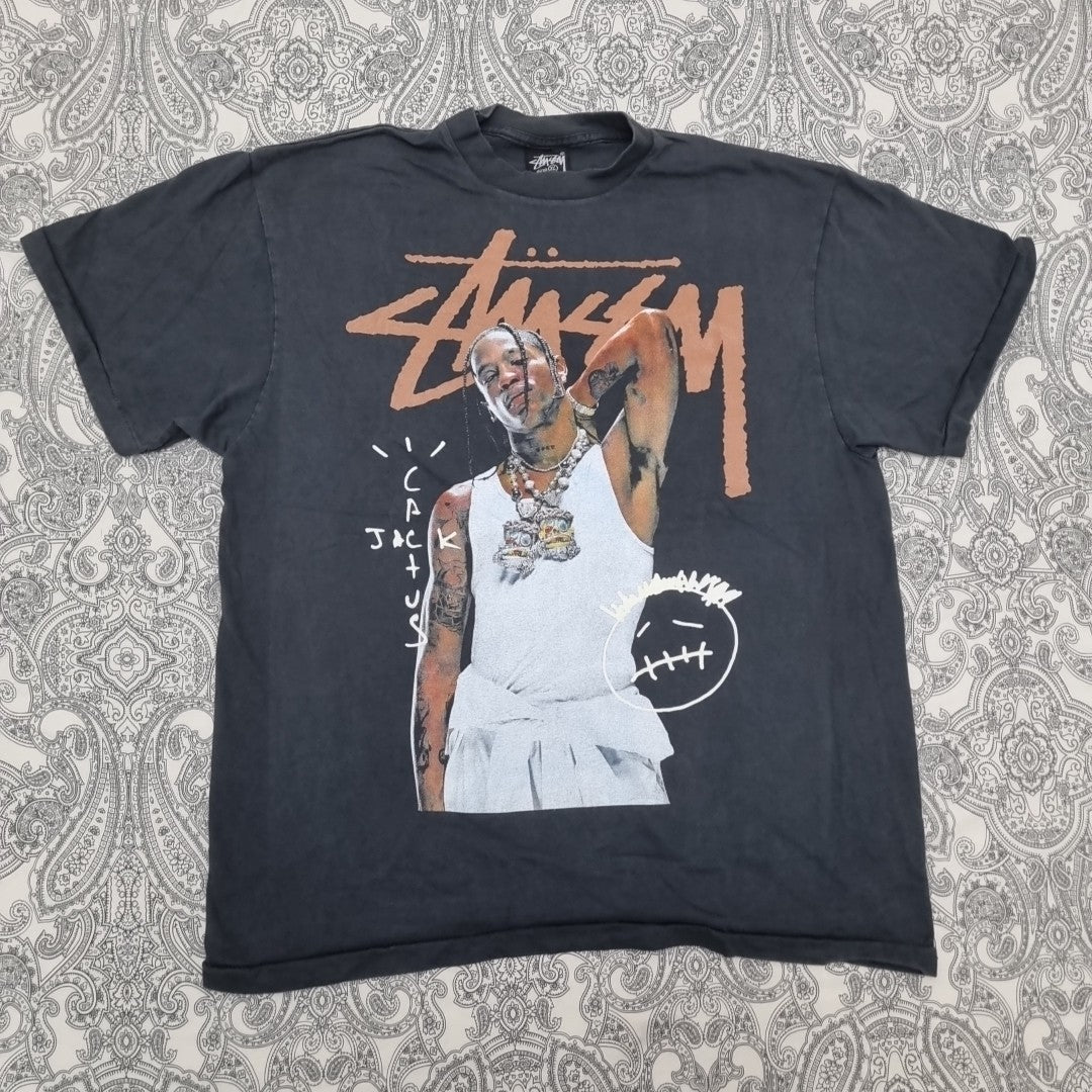 Stussy X Travis Scott Vintage T Shirt Cactus Jack Graphic Print vintage graphic Clothes, Shoes & Accessories:Men:Men's Clothing:Shirts & Tops:T-Shirts by Golden Era Tees