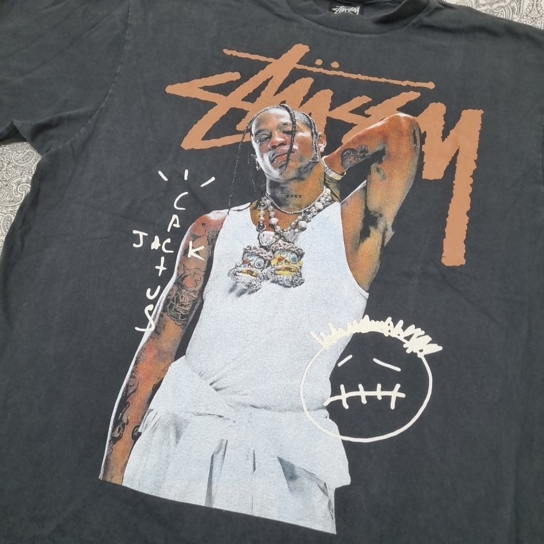Stussy X Travis Scott Vintage T Shirt Cactus Jack Graphic Print vintage graphic Clothes, Shoes & Accessories:Men:Men's Clothing:Shirts & Tops:T-Shirts by Golden Era Tees