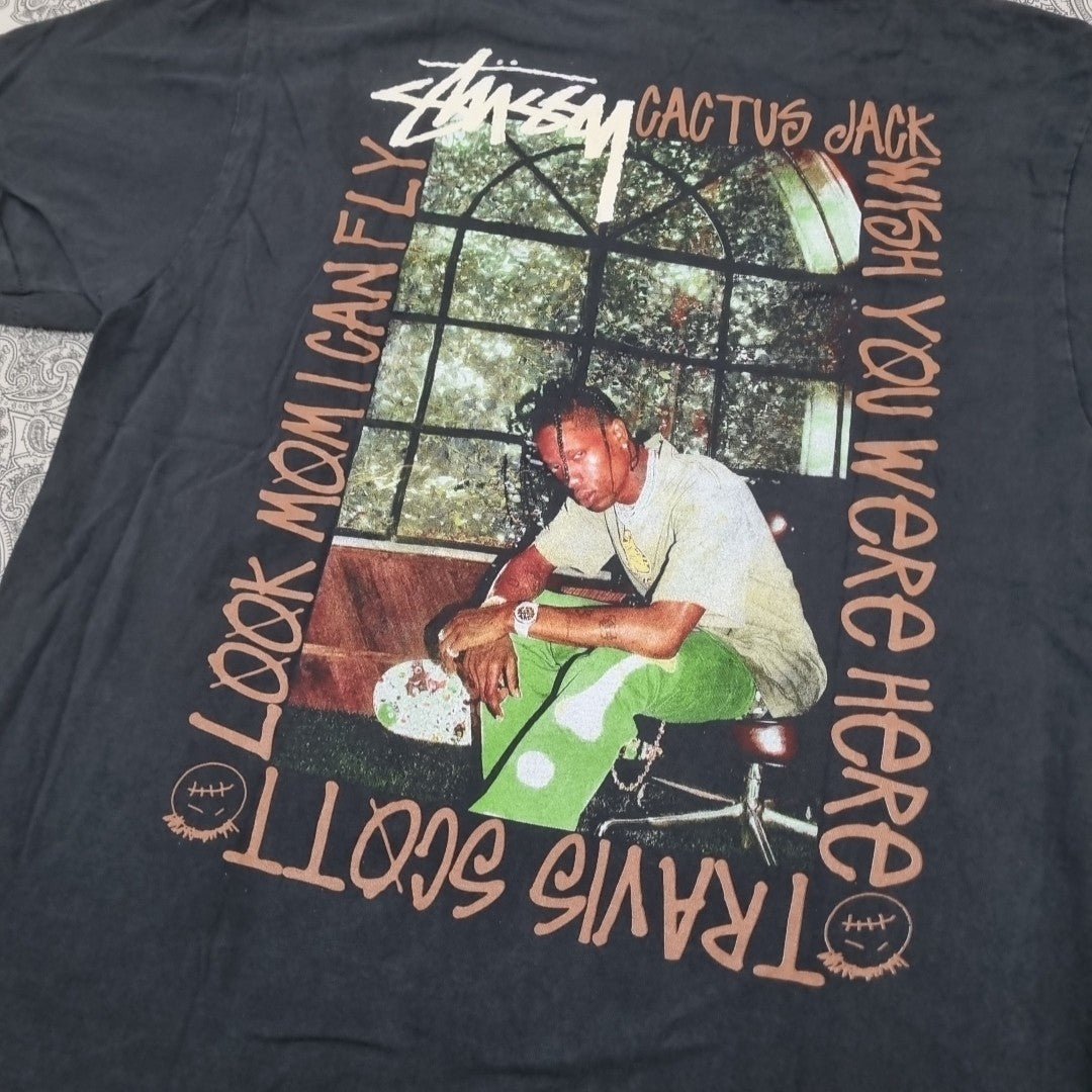 Stussy X Travis Scott Vintage T Shirt Cactus Jack Graphic Print vintage graphic Clothes, Shoes & Accessories:Men:Men's Clothing:Shirts & Tops:T-Shirts by Golden Era Tees