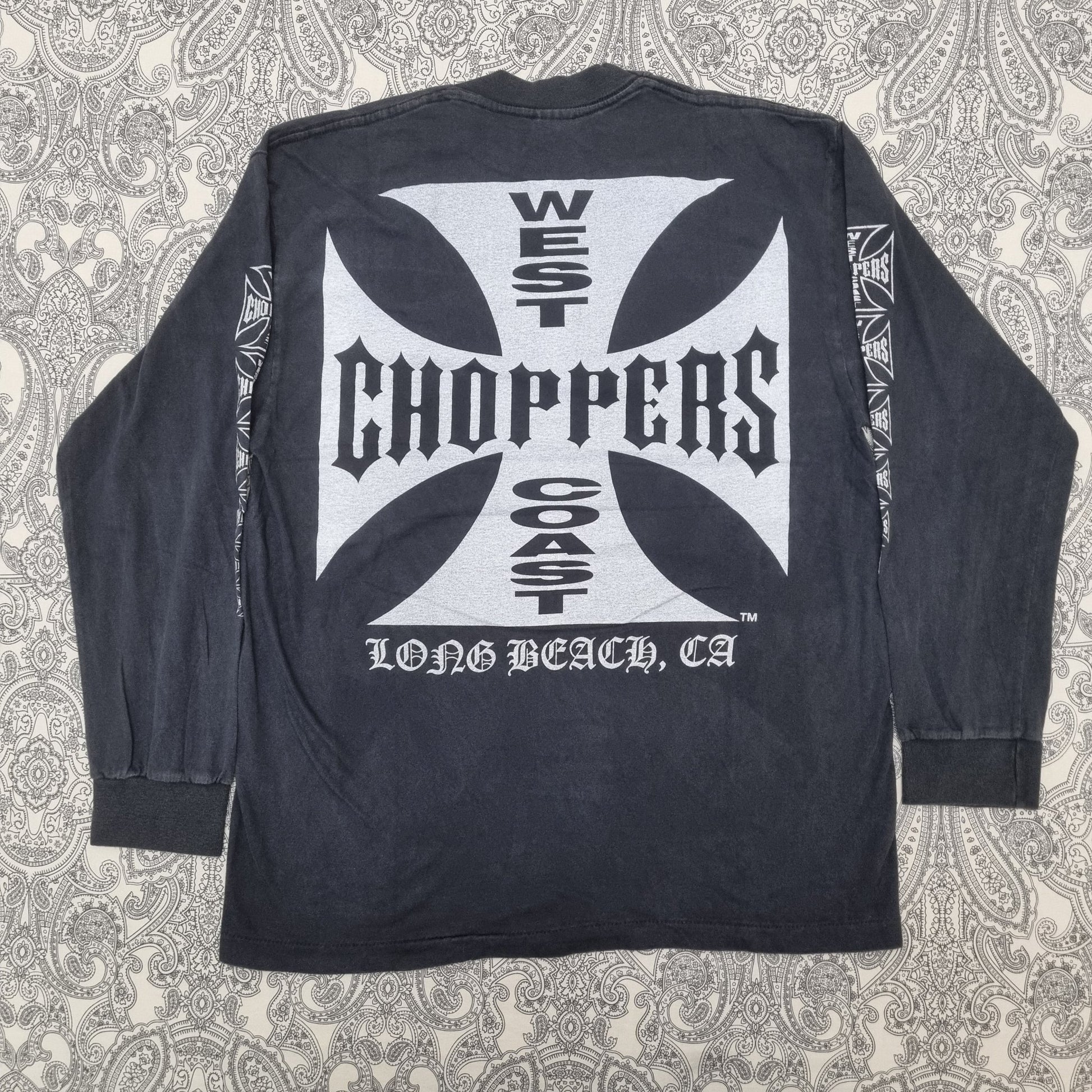 West Coast Choppers Cross Vintage T-shirt Black White Logo Long Sleeve vintage graphic Clothes, Shoes & Accessories:Men:Men's Clothing:Shirts & Tops:T-Shirts by Golden Era Tees