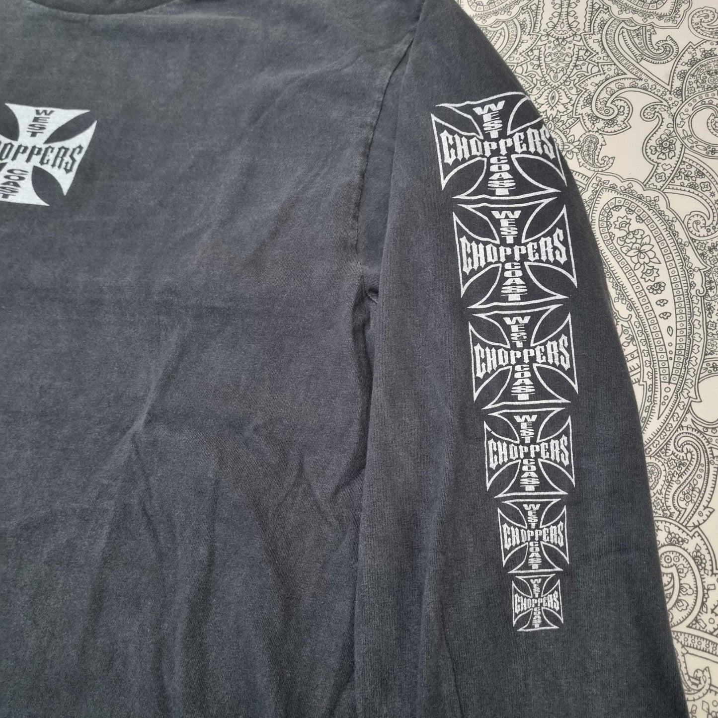 West Coast Choppers Cross Vintage T-shirt Black White Logo Long Sleeve vintage graphic Clothes, Shoes & Accessories:Men:Men's Clothing:Shirts & Tops:T-Shirts by Golden Era Tees