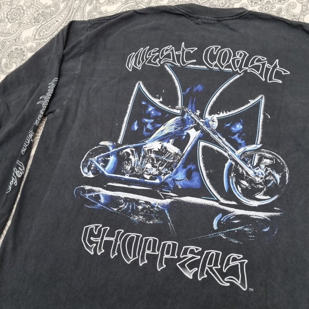 West Coast Choppers Vintage Cross T Shirt Black Blue Logo Long Sleeve vintage graphic Clothes, Shoes & Accessories:Men:Men's Clothing:Shirts & Tops:T-Shirts by Golden Era Tees