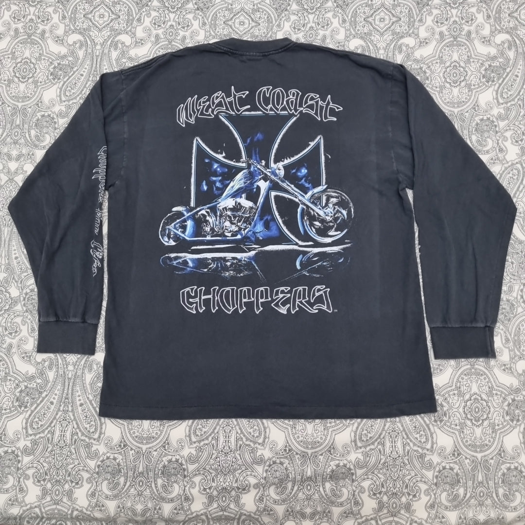 West Coast Choppers Vintage Cross T Shirt Black Blue Logo Long Sleeve vintage graphic Clothes, Shoes & Accessories:Men:Men's Clothing:Shirts & Tops:T-Shirts by Golden Era Tees