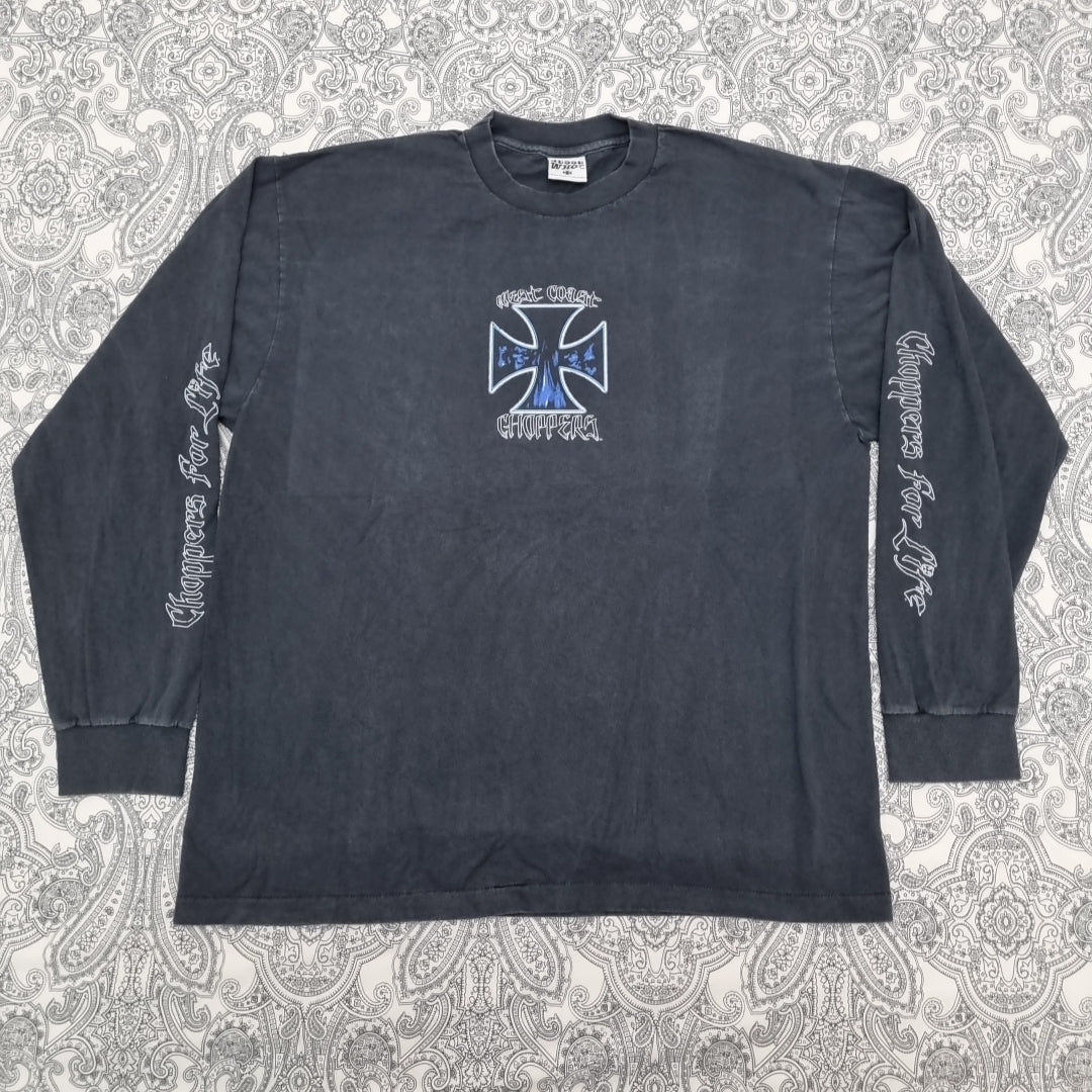 West Coast Choppers Vintage Cross T Shirt Black Blue Logo Long Sleeve vintage graphic Clothes, Shoes & Accessories:Men:Men's Clothing:Shirts & Tops:T-Shirts by Golden Era Tees