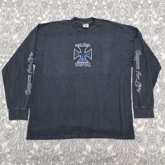 West Coast Choppers Vintage Cross T Shirt Black Blue Logo Long Sleeve vintage graphic Clothes, Shoes & Accessories:Men:Men's Clothing:Shirts & Tops:T-Shirts by Golden Era Tees